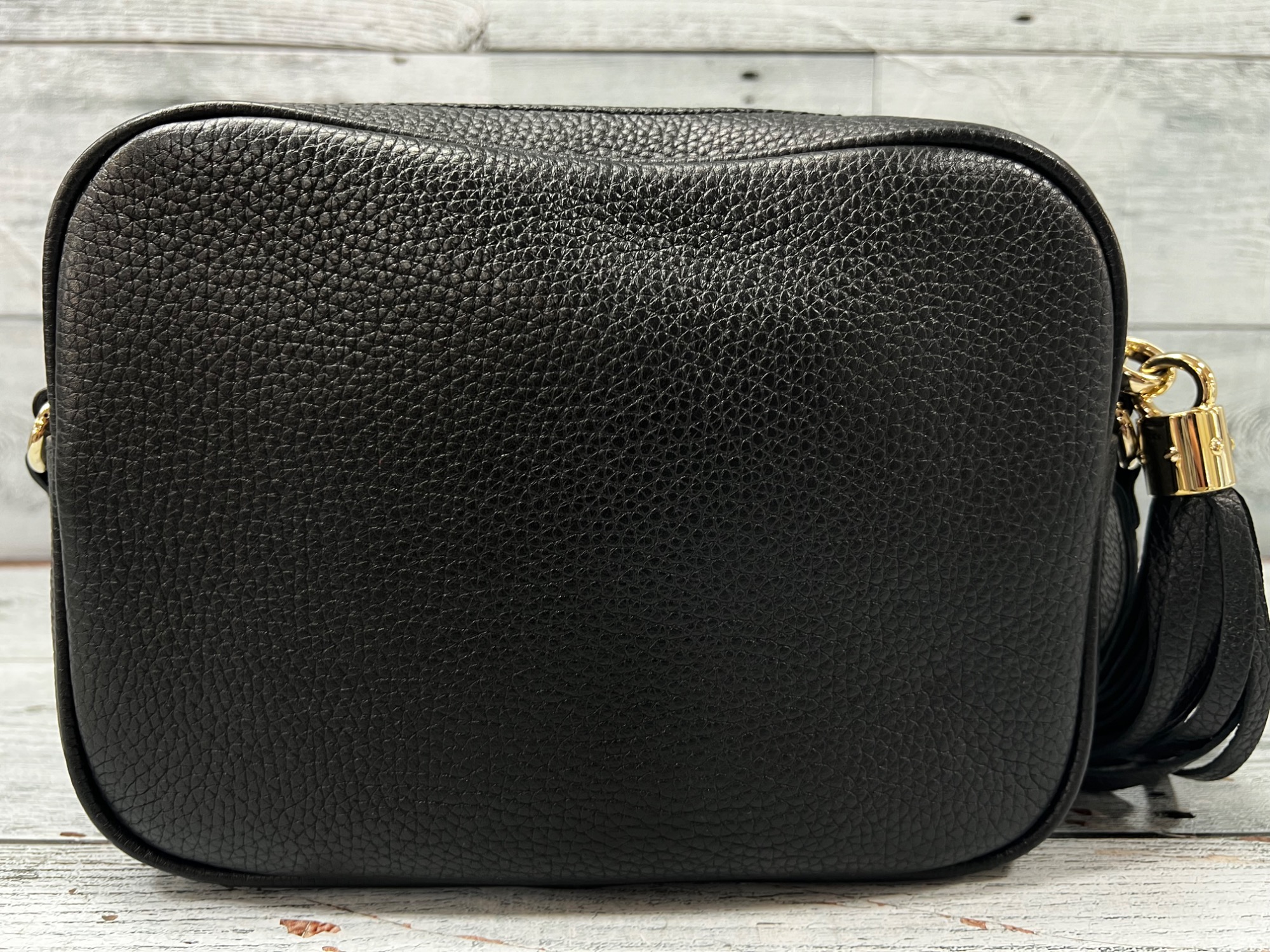 【即完売注意】グッチ☆ソーホー インターロッキング ショルダーバッグ レザー 黒 スマホで購入】GUCCI (グッチ) ソーホー インターロッキングショルダー