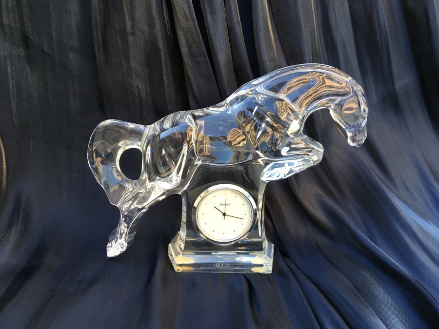 Y2799-1 バカラ 置時計 ホース バカラ ジャンピングホース 馬 置時計