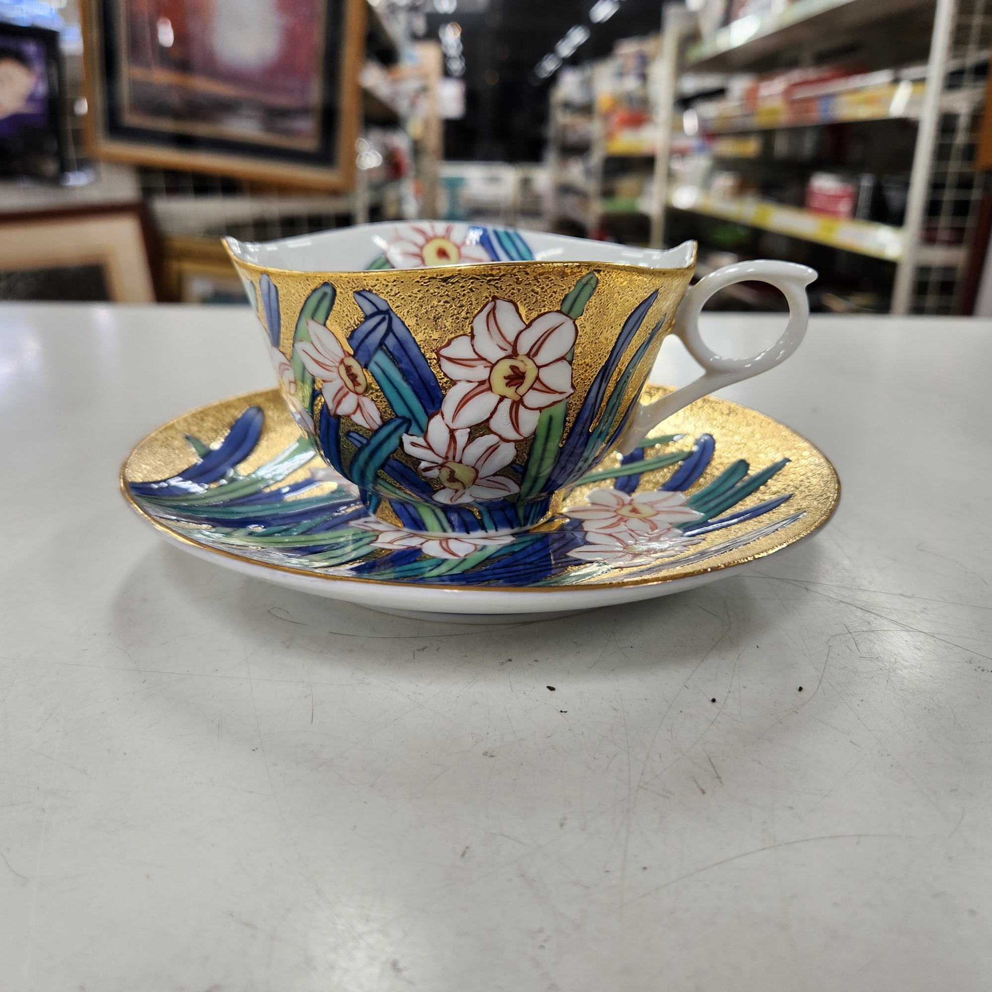 有田焼　江口天童のカップ&ソーサー hanaemishop_kin-009