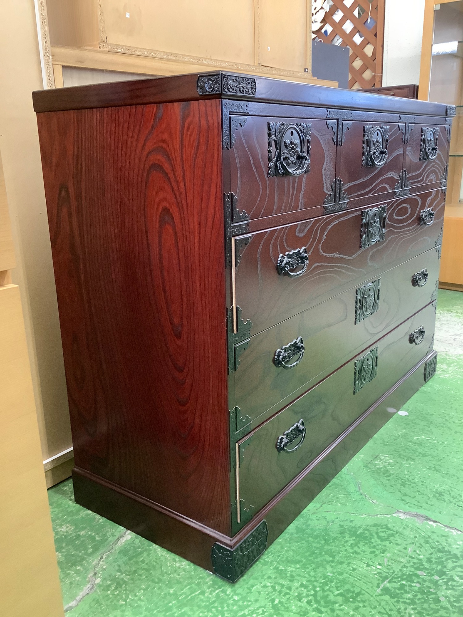 飛鳥工芸家具 和箪笥 欅箪笥 階段箪笥 欅箪笥 4段 階段タンス 伝統工芸 和モダン 左下がり 飛鳥工芸