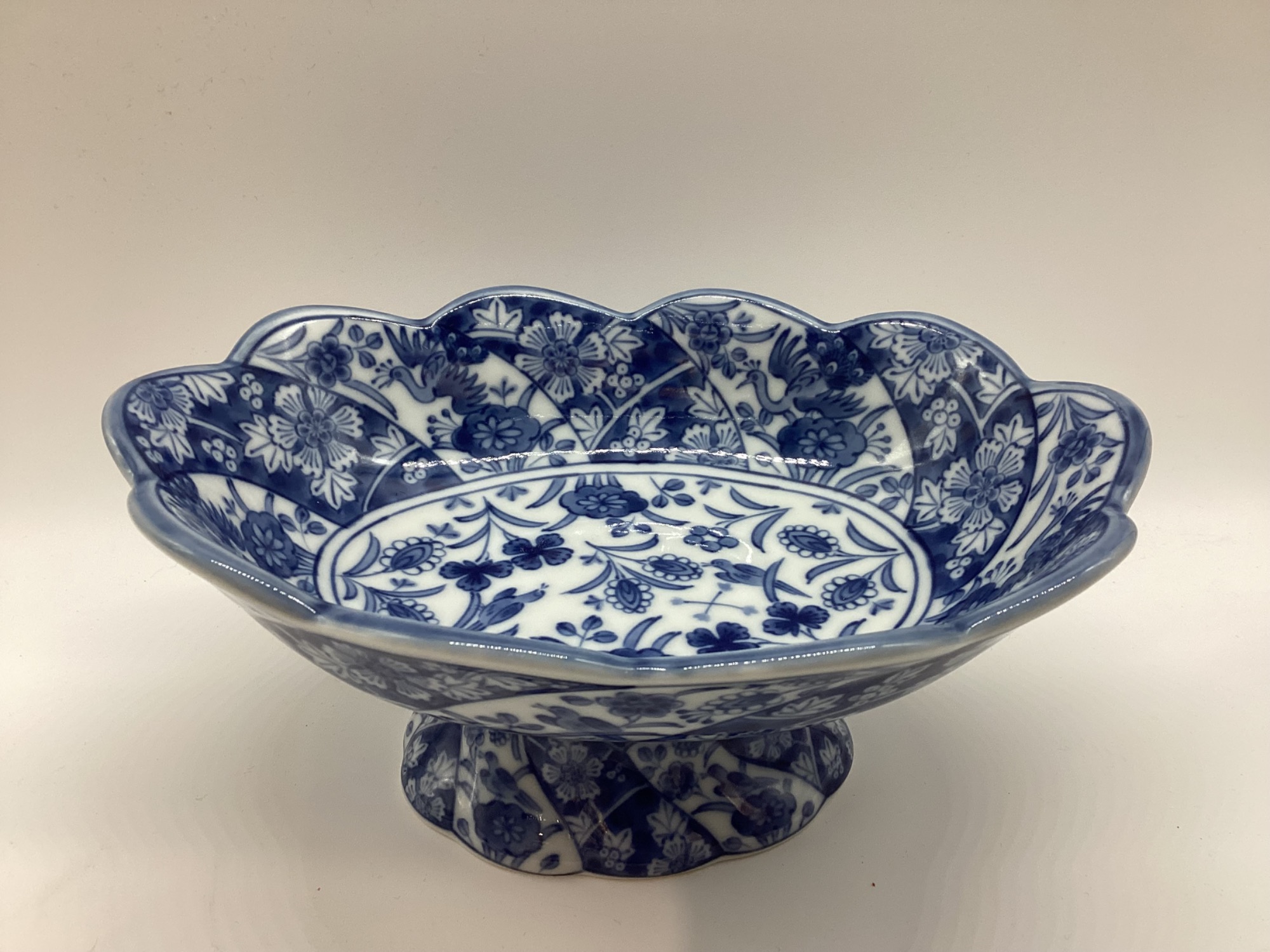 三洋陶器 龍峰窯 染付捻祥瑞 ガラスデザート鉢揃 5客 高台小鉢