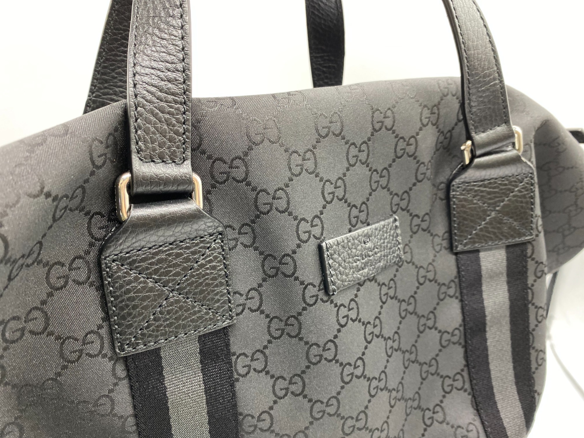 希少❗️ GUCCI ボストンバッグ　ナイロン　大容量　グッチ ◇GUCCI◇グッチ ボストンバッグ ブラック GG ナイロンバッグ