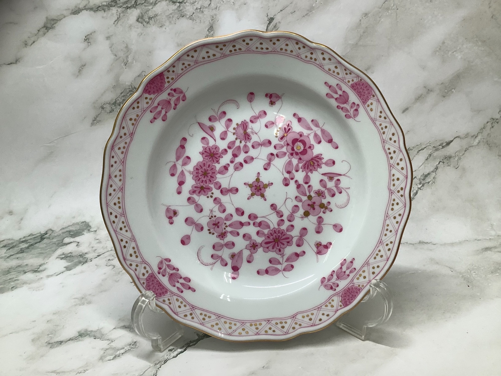 マイセン インドの華　リッチピンク　25cm ディナープレート　77 伝統-本物-マイセン-インドの華-ピンク - 英国アンティークス