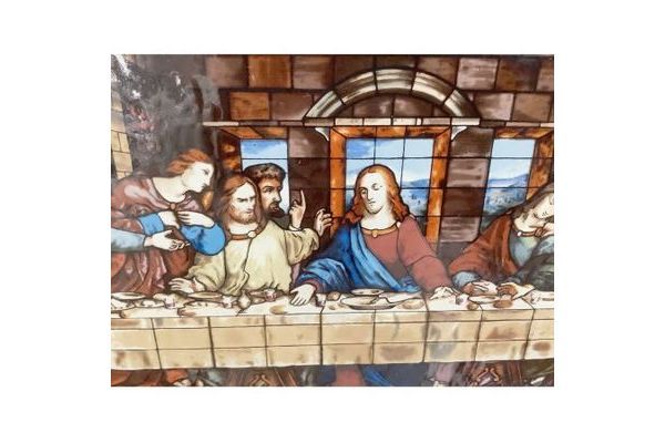 レオナルド・ダ・ヴィンチ ヴィンテージ ステンドグラス最後の晩餐