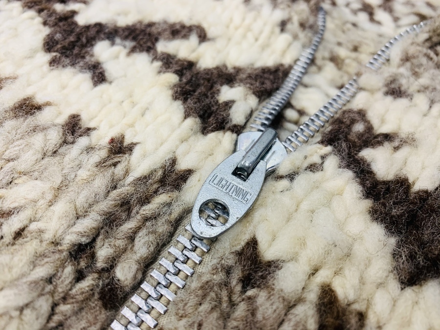 60s Vintage】LIGHTNING ZIP カウチンニットセーター