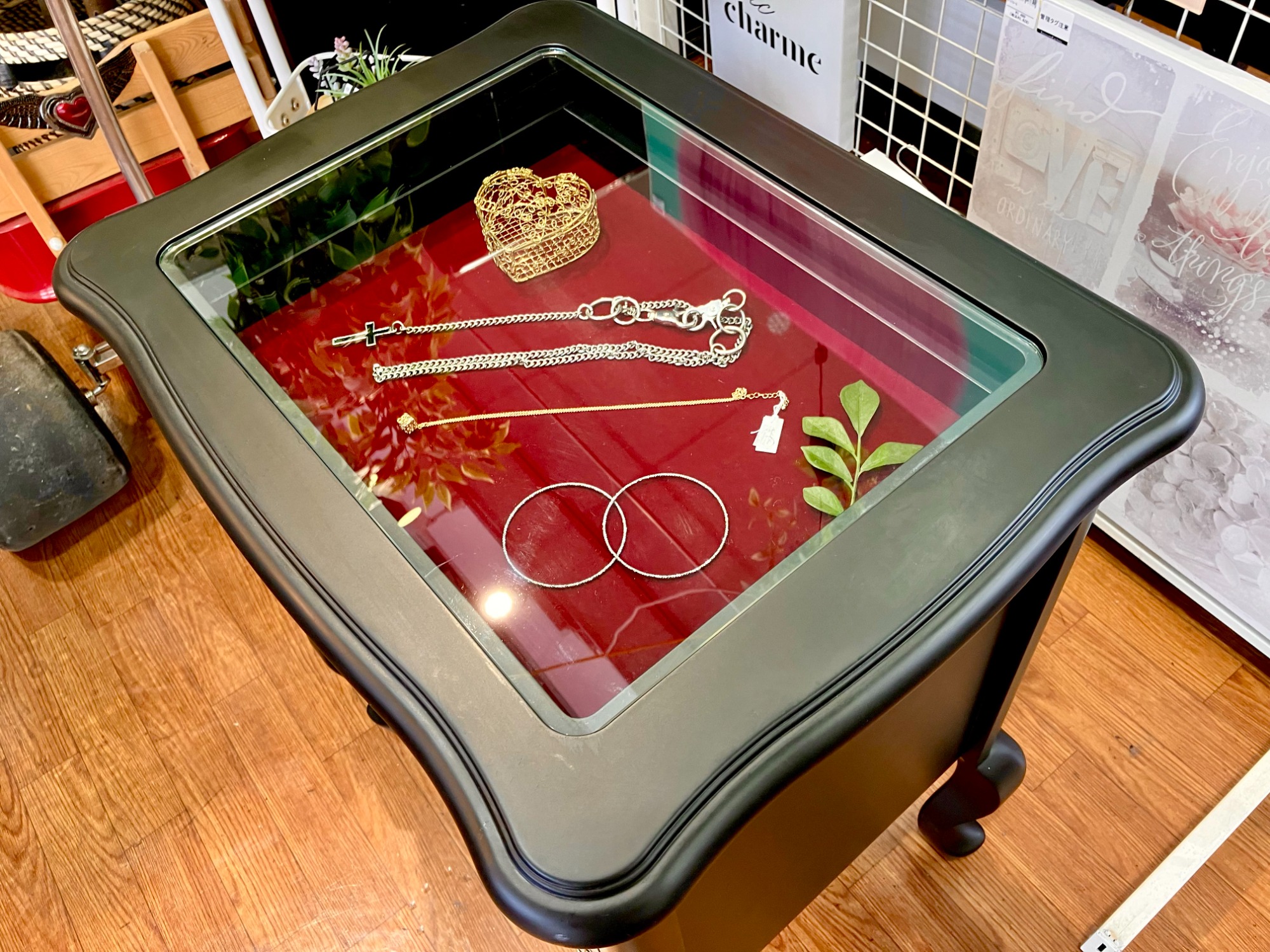 ジ438】ANNA SUI HOME Francfranc ガラス天板3段チェスト (ma)