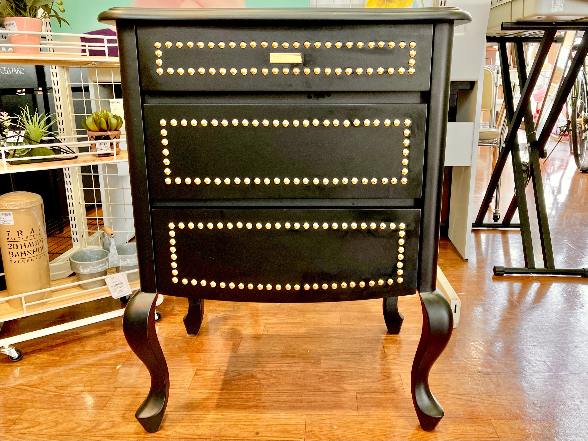 ジ438】ANNA SUI HOME Francfranc ガラス天板3段チェスト (ma)