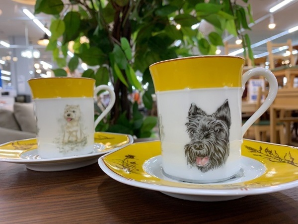 エルメス カップ&ソーサー ウェストハイランドホワイトテリア イエロー