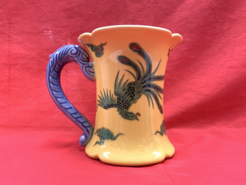 和食器の龍鳳凰錦手黄地龍手付ジョッキ