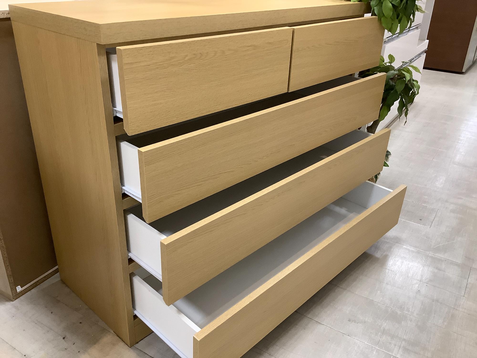 5段チェスト サンコウ ブラウン 未使用品 Nスター80 【トレファク桶川店】 脚付き チェスト タンス ウォールナット 80幅 3段 ブラウン 大川家具