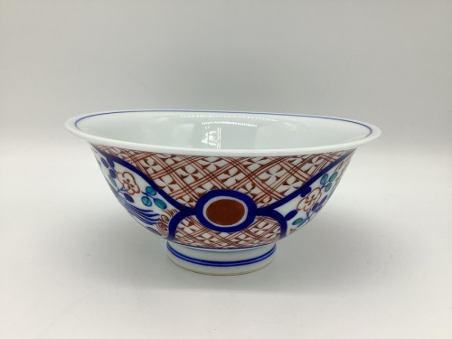 菓子鉢の染錦地紋割花鳥文 十四代 辻常陸