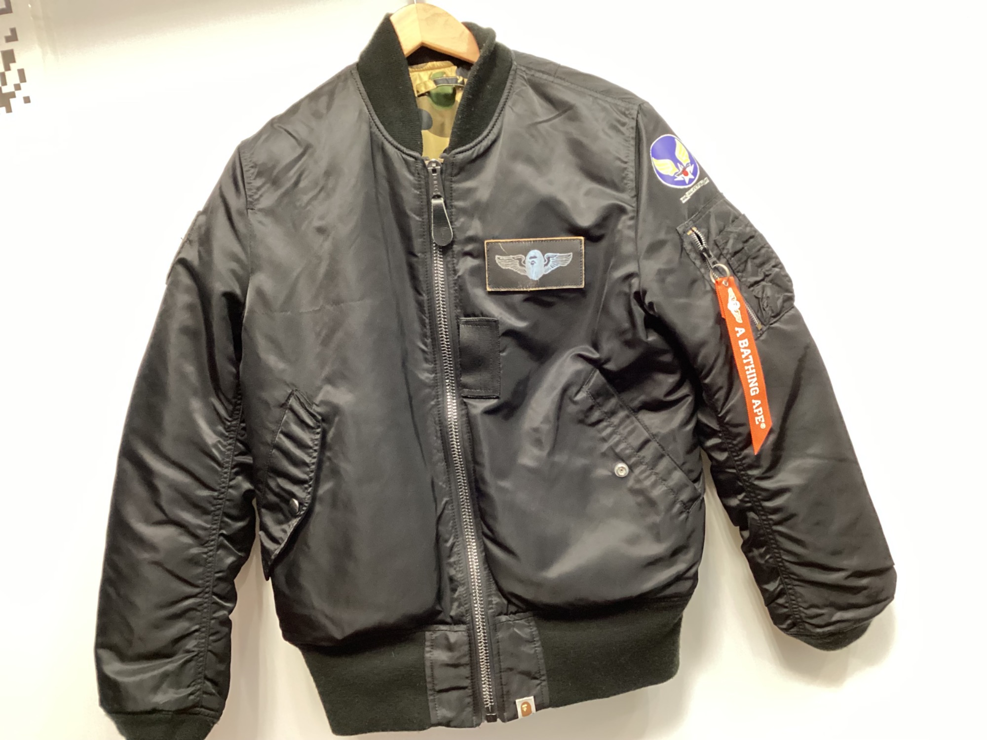 k*h様 A BATHING APE エイプ MA-1 フライトジャケット ブラ BAPE® x