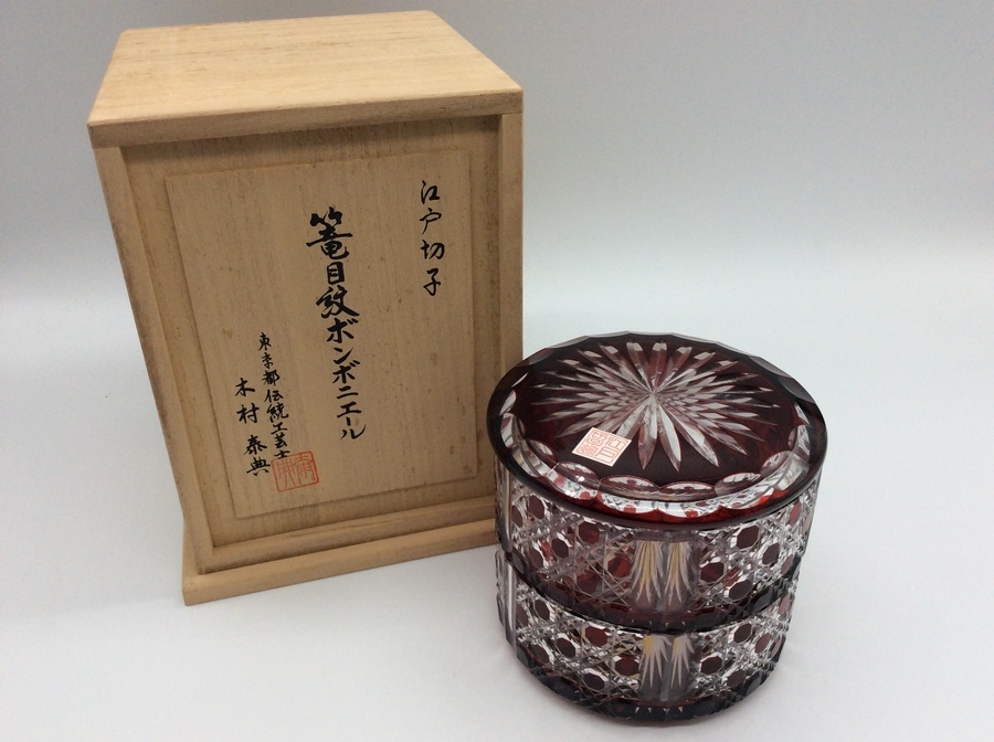 江戸切子篭目紋ボンボニエール