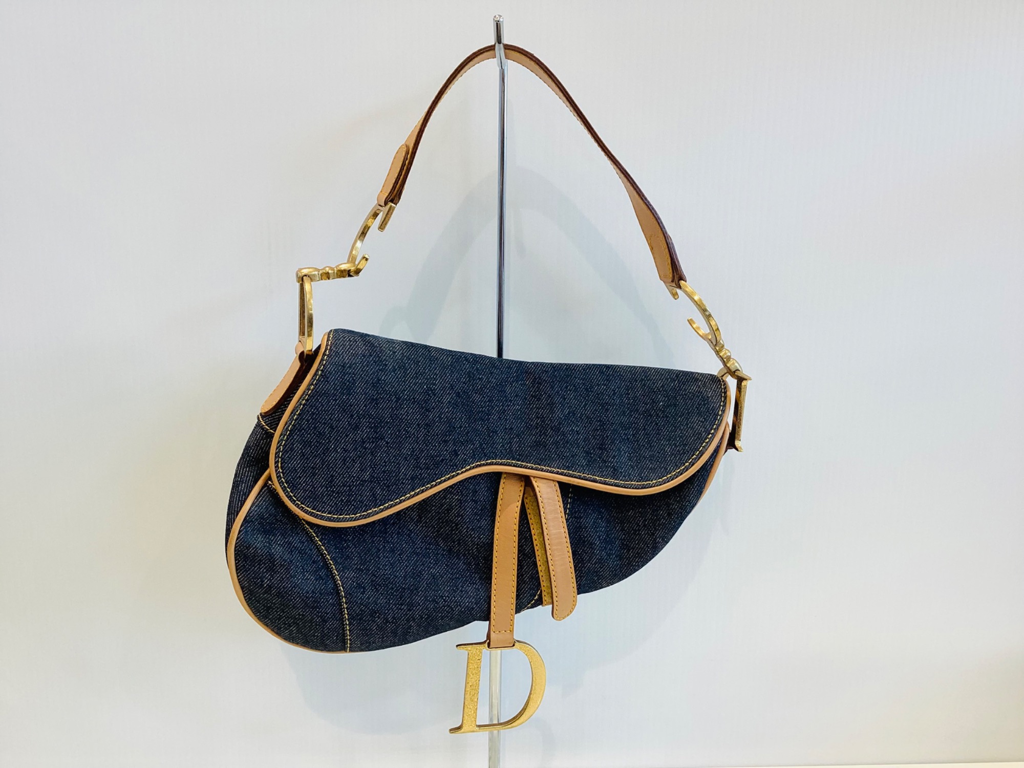 1円 美品 Christian Dior クリスチャンディオール デニム サドル