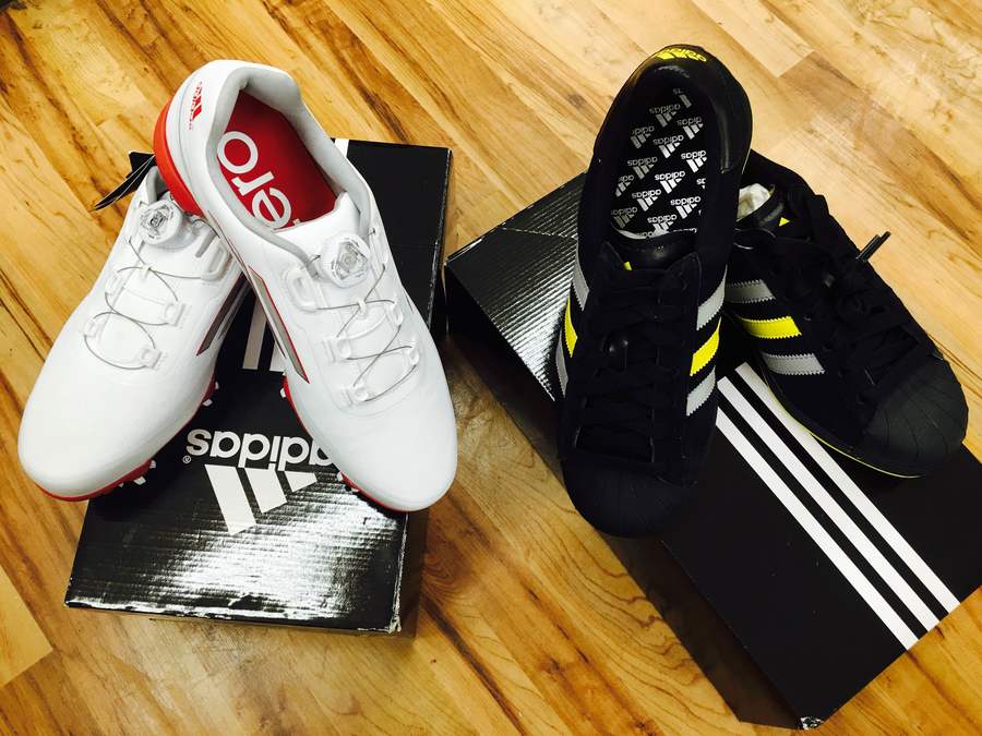 28.0）adidas ゴルフシューズ ✨新品未使用✨　ブラック 使いやすい adidas》ｺﾞﾙﾌｼｭｰｽﾞ 未使用 箱付×2入荷致しました 【市川店】｜2016年07