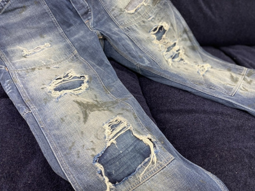 デニム　カーペンターデニム　リペア加工のRRL   ダブルアールエル　ダメージデニム