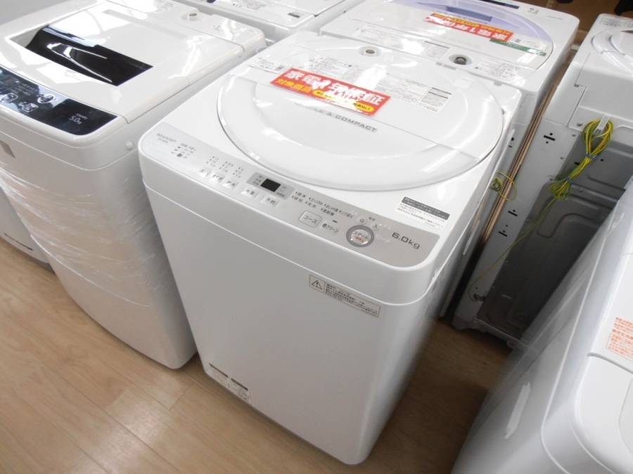 SHARP(シャープ)の6.0kg全自動洗濯機「ES-GE6B-W」をご紹介 SHARP(シャープ)の6.0kg全自動洗濯機「ES-GE6B-W」をご紹介
