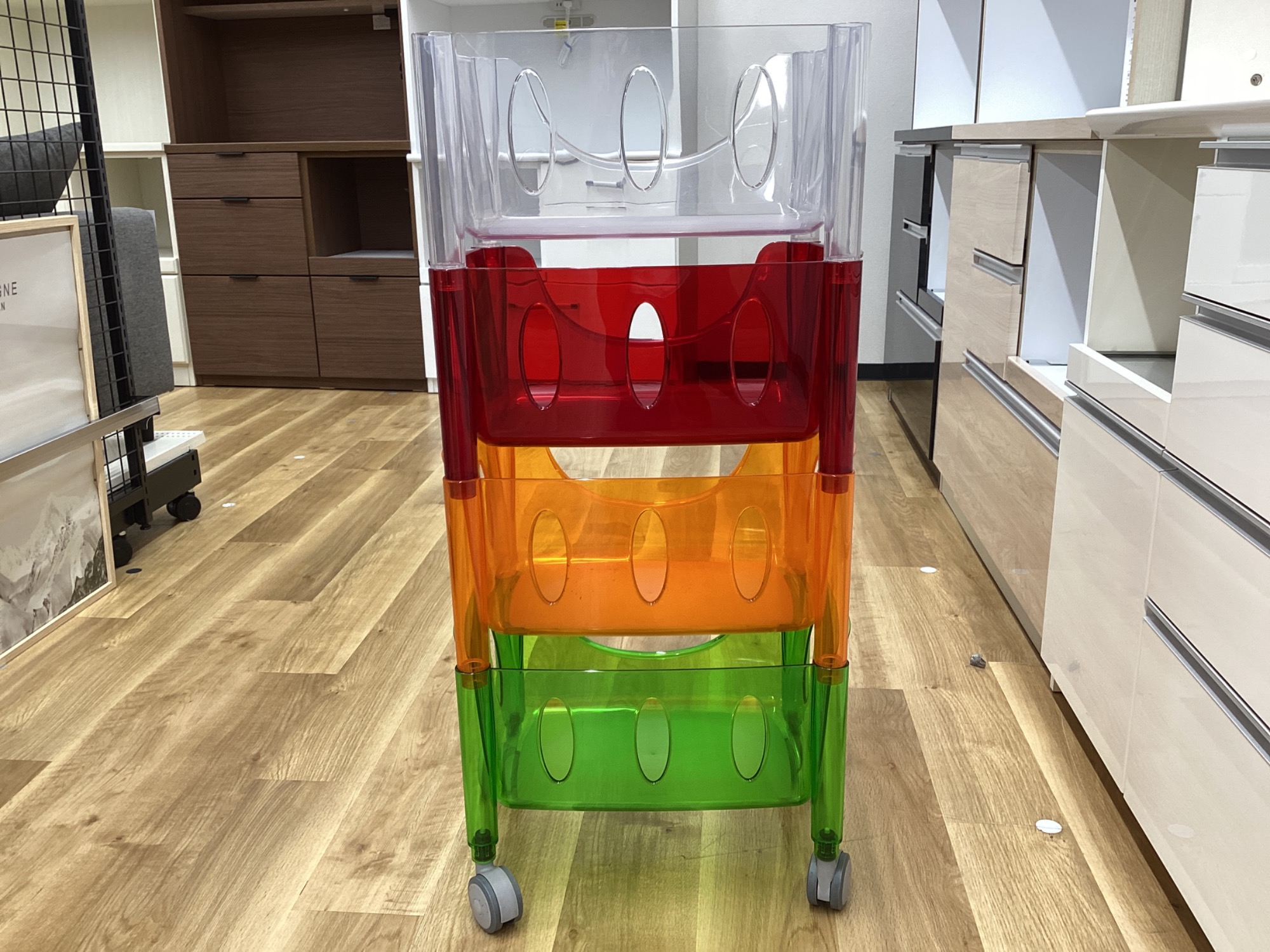 guzzini (グッチーニ) スタッキングバスケット マルチワゴン クリア