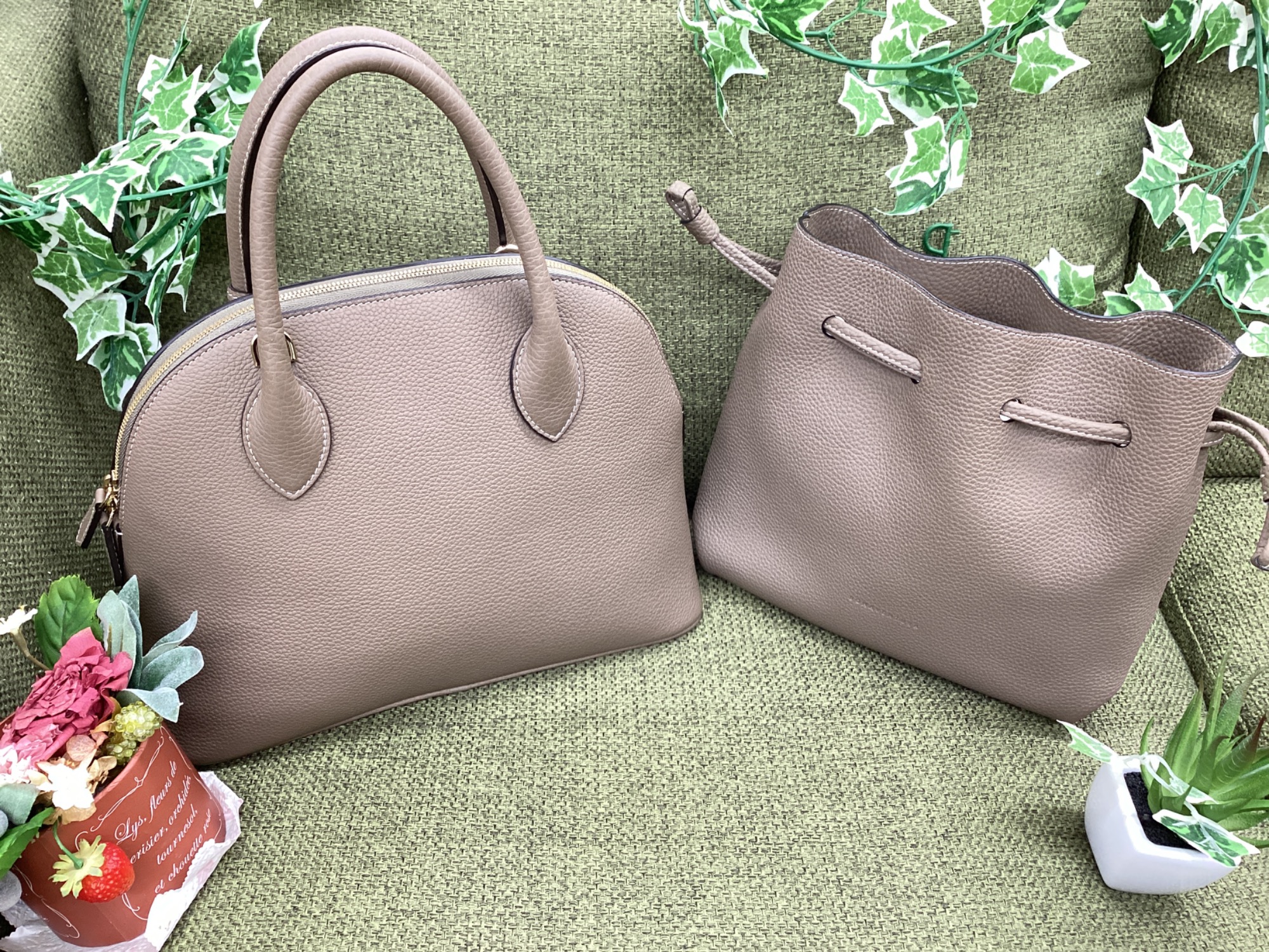 【美品】ボナベンチュラ ノア バッグ エトープ BONAVENTURA (ボナベンチュラ) エマ バッグ28 エトゥープ/ノア