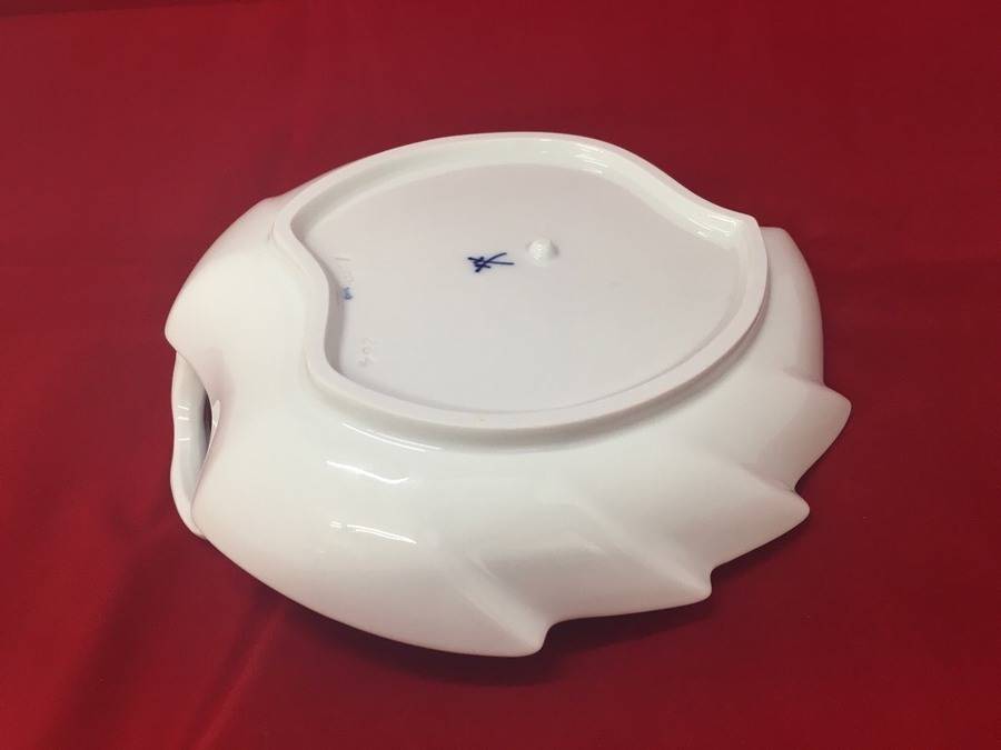 未使用】MEISSEN ブルーオニオン スタイル リーフ プレート|1547