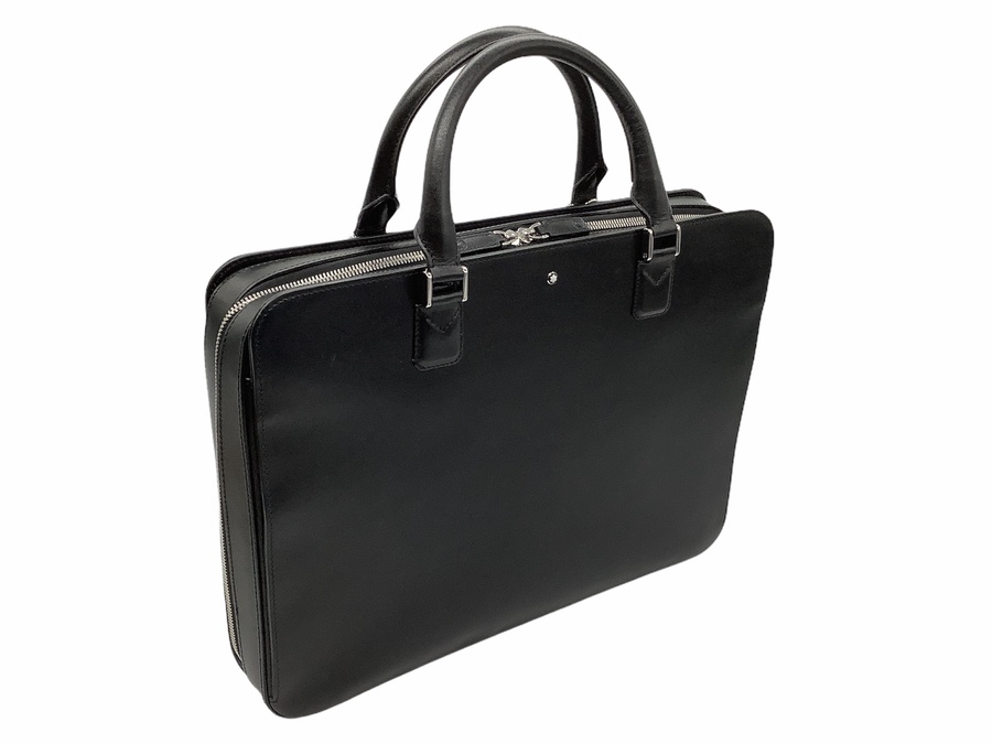 ✨モンブラン✨ブリーフケース ロゴ金具 ブラック 大型 MONTBLANC（モンブラン） ビジネスバッグ レザー ブラック ブリーフ