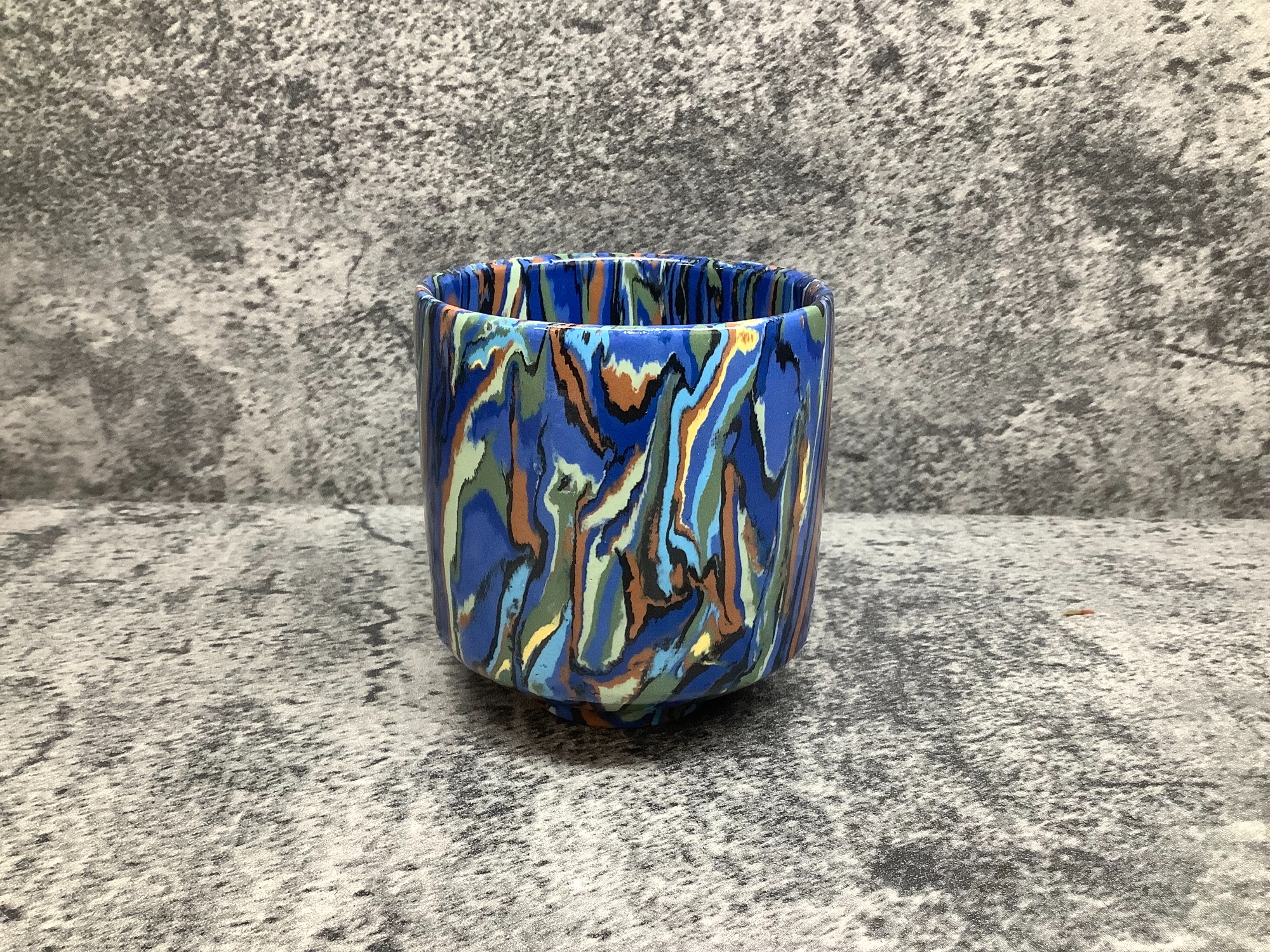 松井康陽　椋灰釉練上酒呑 猪口　父 人間国宝 松井康成 ぐい呑み 松井康陽 椋灰釉練上酒呑 猪口 父 人間国宝 松井康成