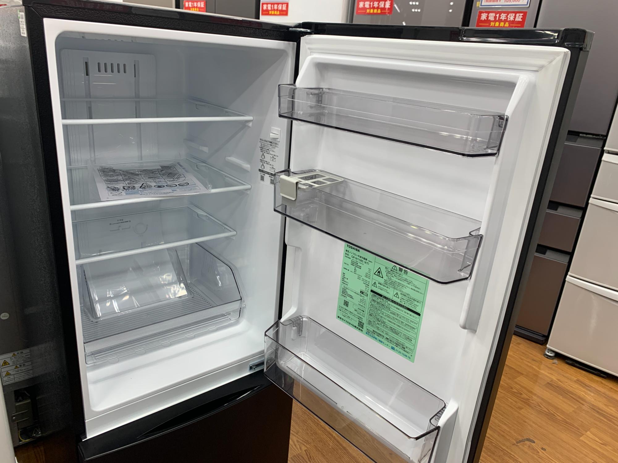東芝　2ドア冷蔵庫（153L）2020年製　　リサイクルショップ宮崎屋住吉店　22.9.17　ｙ 東芝 冷蔵庫 153L 右開き 2ドア 幅47.9cm 一人暮し向け 静音設計