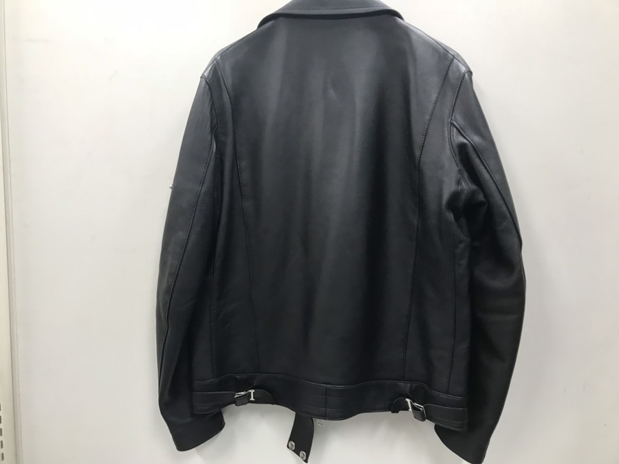 美品】JAMES GROSE ネイビーレザーダブルライダースジャケット 42 美品