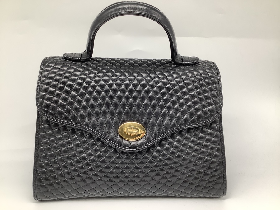BALLY バリー レザー キルティング ハンドバッグ ブラック