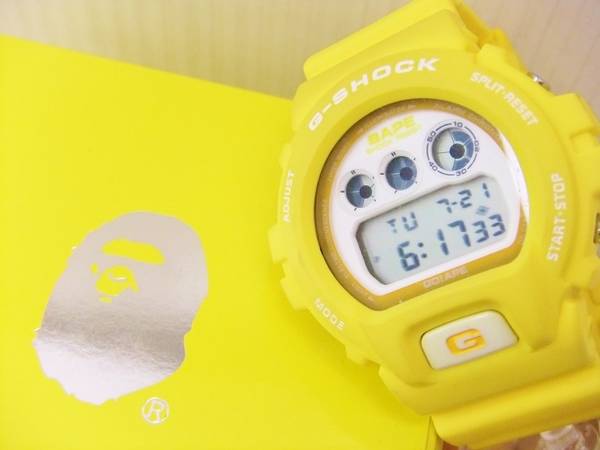 ジャンク品　bape G-Shock DW-6900 イエロー 1000個限定のG-SHOCK!!A BATHING APEのイエロー買取入荷致しました