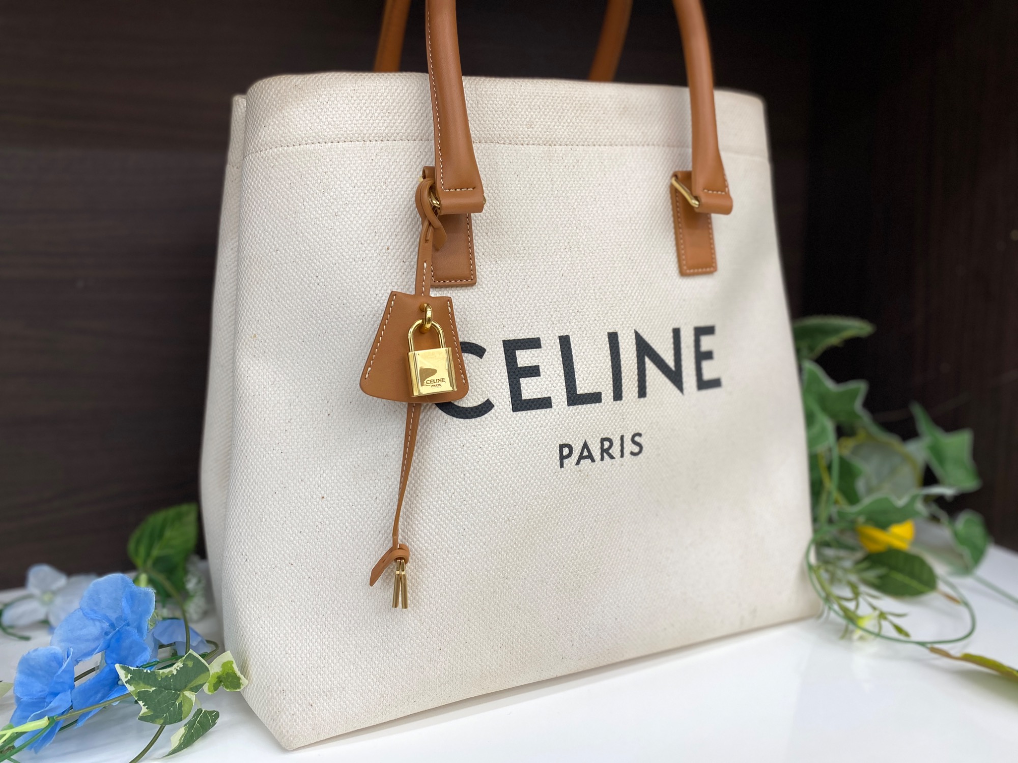 CELINE トートバッグ CELINE セリーヌ トートバッグ マカダム柄 デニム×レザー