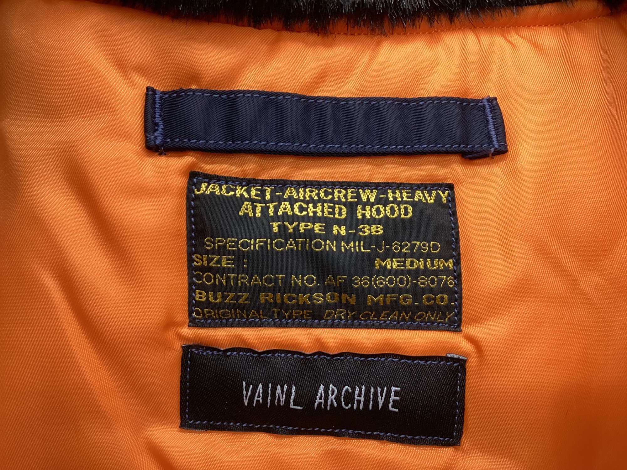 BEAMS JAPAN × VAINL ARCHIVE × Buzz Rickson's 】N3B JACKET BEAMS JAPAN × VAINL ARCHIVE × Buzz Rickson's 】N3B JACKET