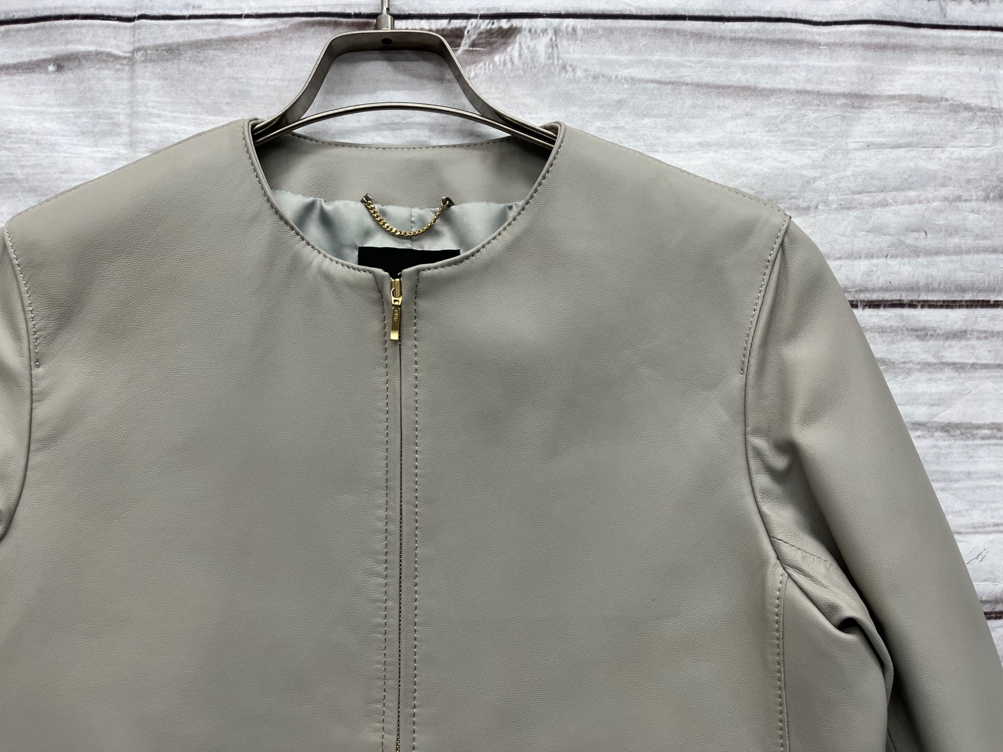 23区/ニジュウサンク】レディース ラムレザーノーカラーブルゾン