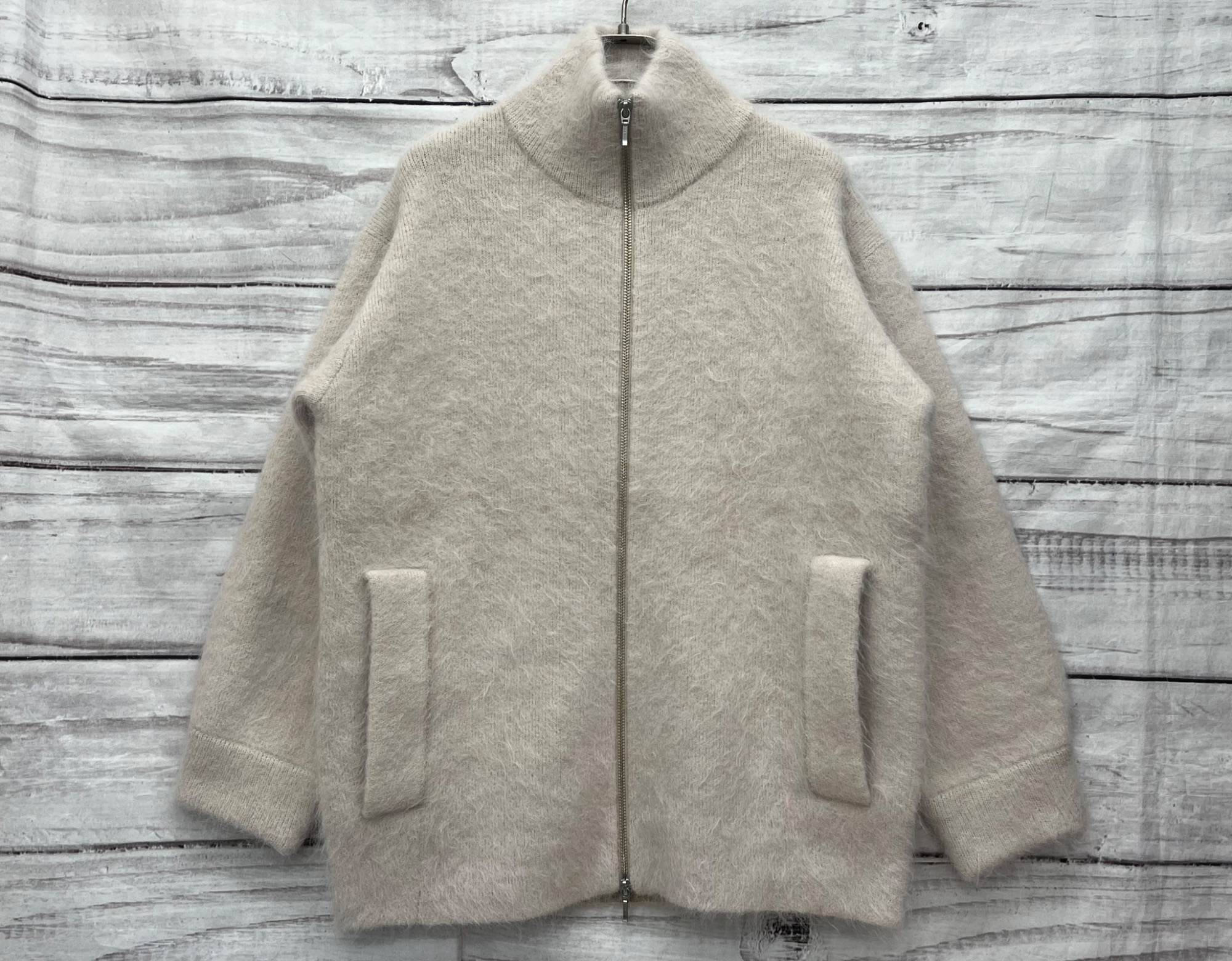 スナイデル SNIDEL アルパカシャギー ジップコート ピンクベージュ 中古・古着通販】Snidel (スナイデル) アルパカシャギージップコート