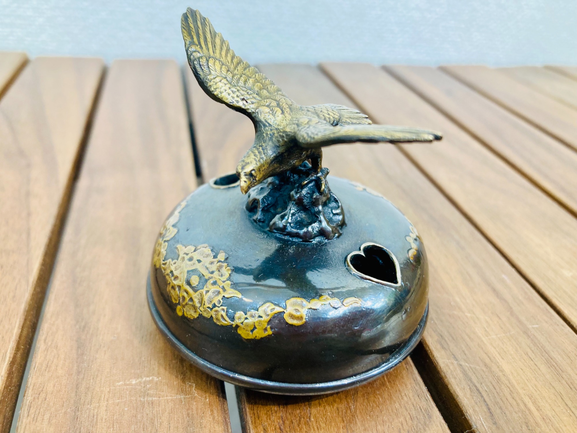 dk1,六陵瑞鳥紋香炉 昭生作 【 高岡銅器 】