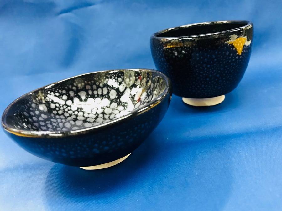 桃山　木村好博　油滴釉　ぐい呑　箱有　陶歴有 桃山窯 木村好博作 油滴釉 茶碗 無傷 共箱 保証。 | STORES