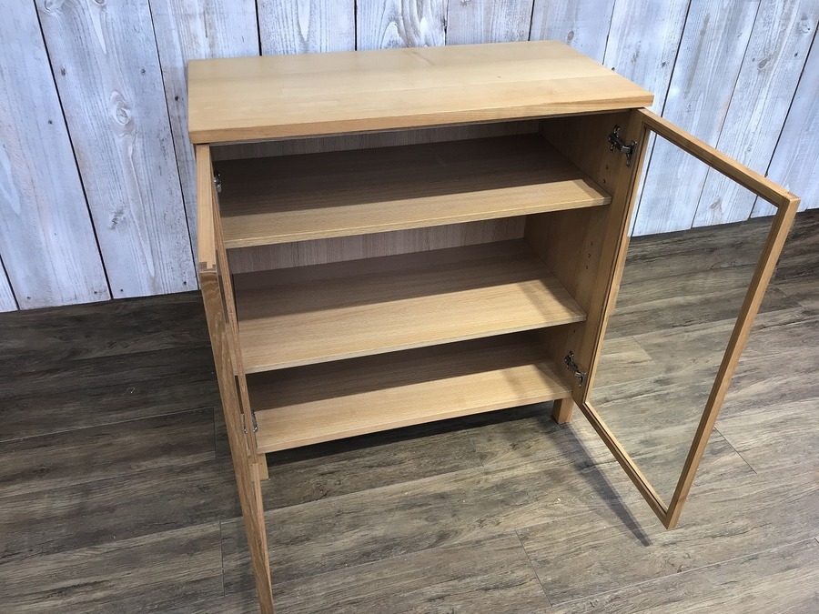 無印良品】当店人気のキャビネット（ガラス扉）・オーク材AV