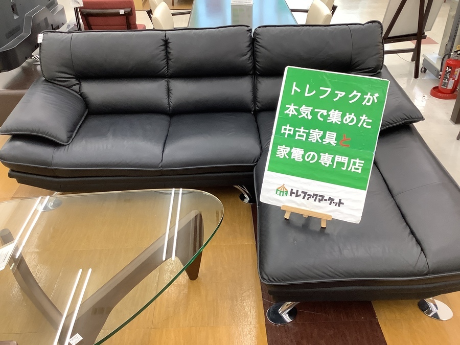スマホで購入】ニトリ カウチソファー ブラック レザー ロゾが入荷しま 