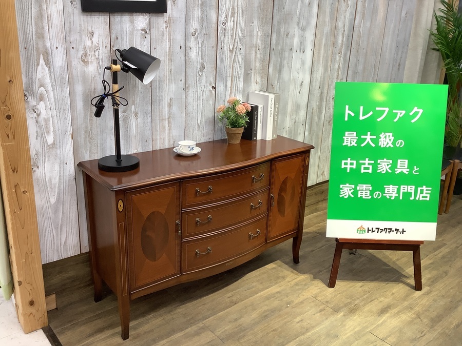 モノ市場東海店 アンティーク サイドボード 東海家具】高級感のあるアンティークデザインのサイドチェスト