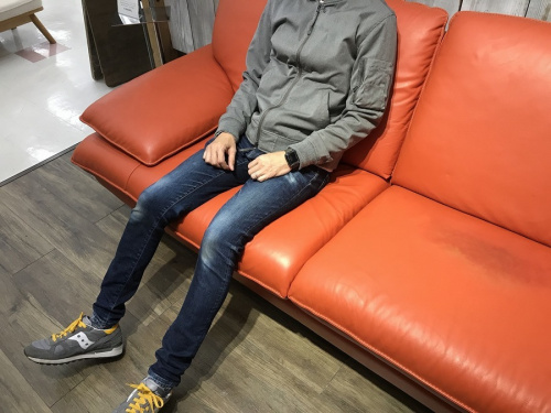NICOLETTI  本革ソファ オレンジ 3人掛け ニコレッティ NICOLETTI HOME 本革ソファ オレンジ 3人掛け ニコレッティ