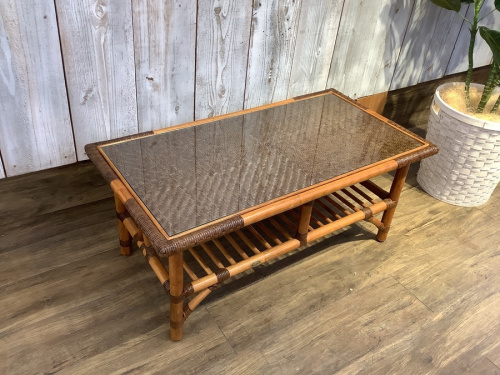 直接引取可 横浜老舗 籐家具メーカー カザマ センターテーブル 近隣配送可能 直接引取可 横浜老舗 籐家具メーカー カザマ センターテーブル 近隣