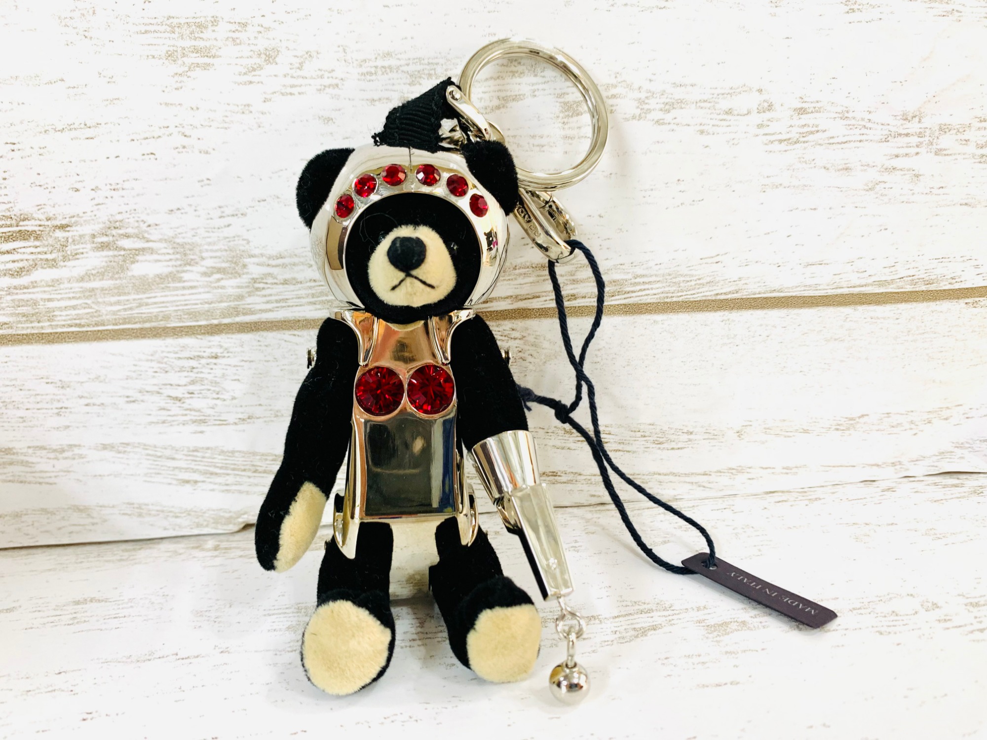 PRADA プラダ クマ型チャーム ブラック 箱付き 美品】PRADA プラダ キーホルダー キーリング チャーム バッグ