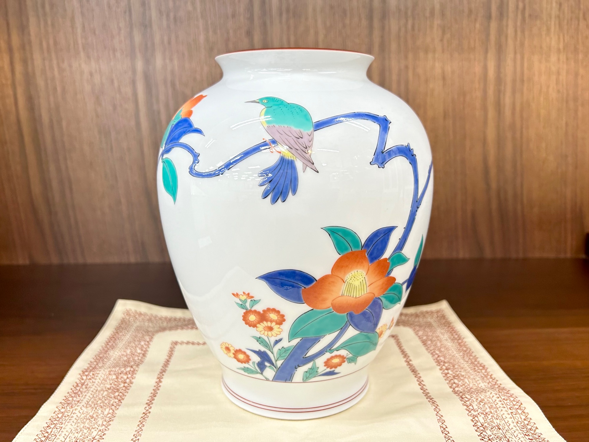 香蘭社酒井田柿右衛門十三代花鳥図「春」花瓶花器
