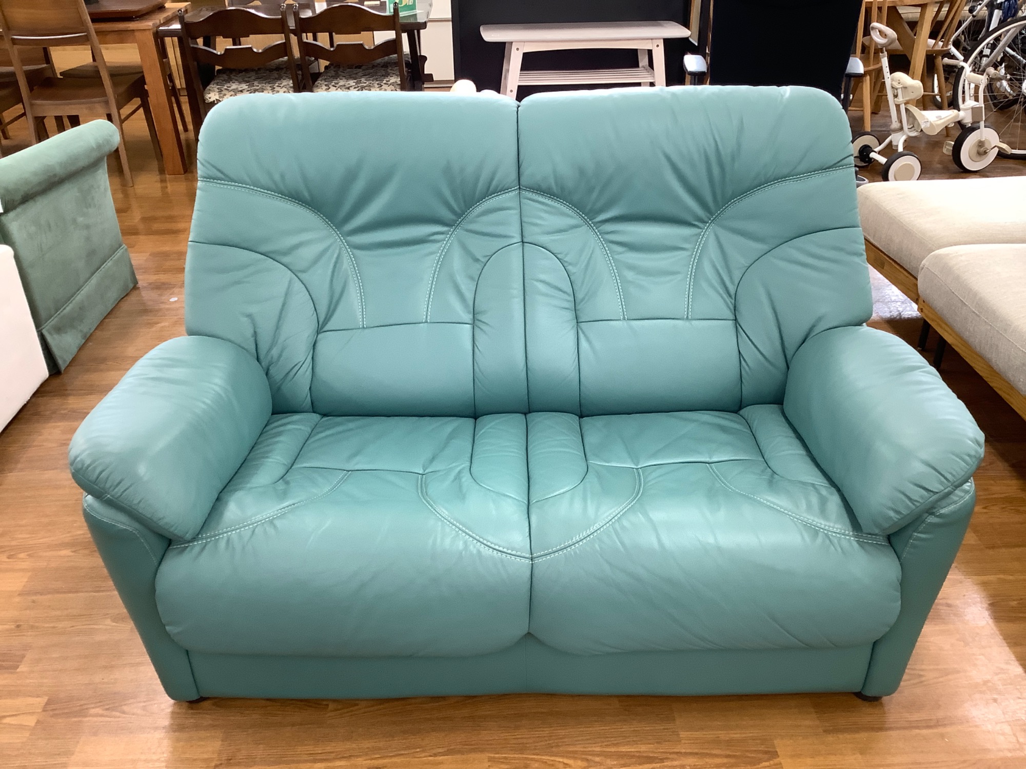 二人掛けソファ】 二人掛けソファ スカイブルー 買取入荷いたしました