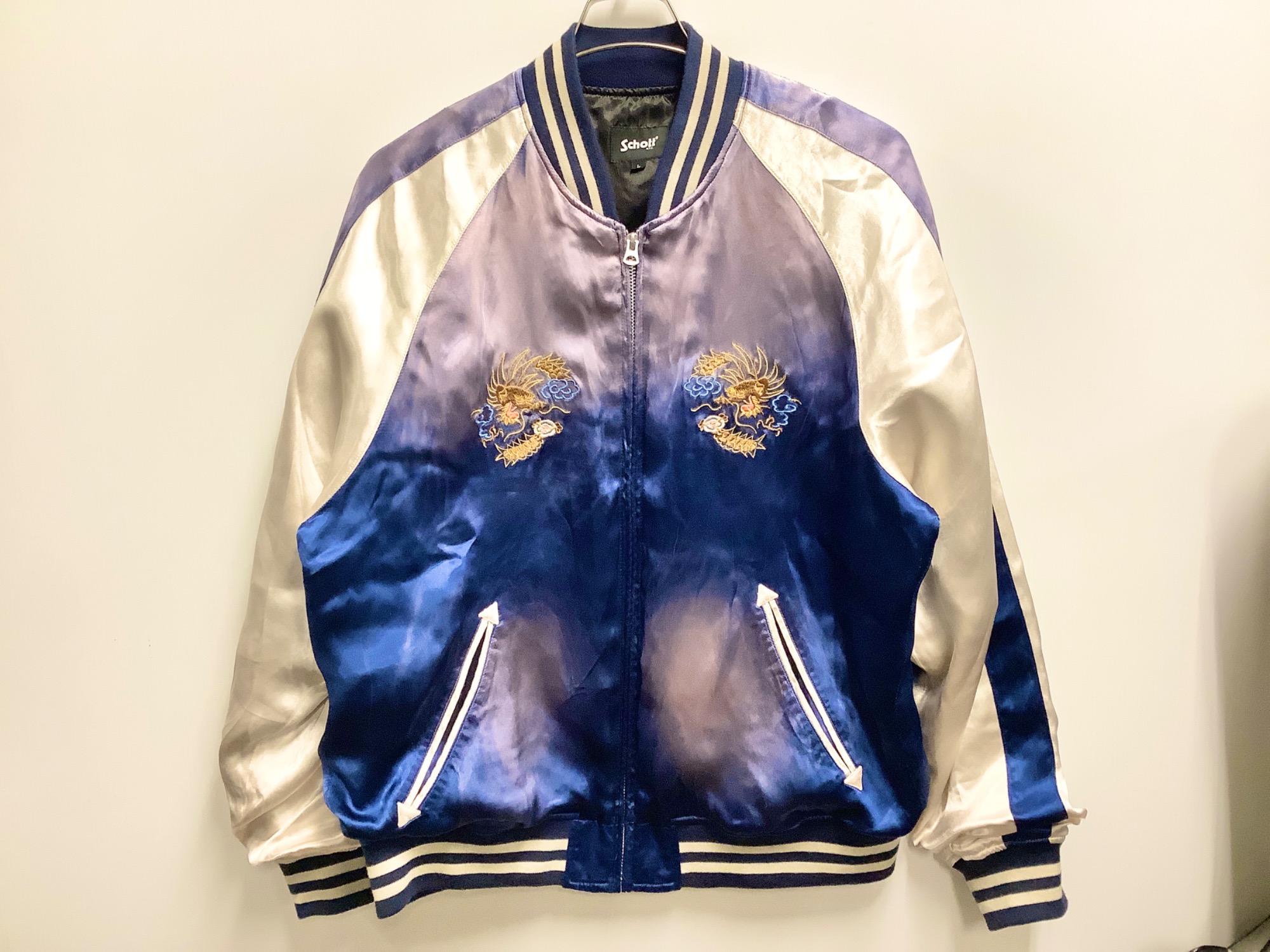 Schott/ショット】レーヨンエイジングスカジャン メンズ ネイビー 買取