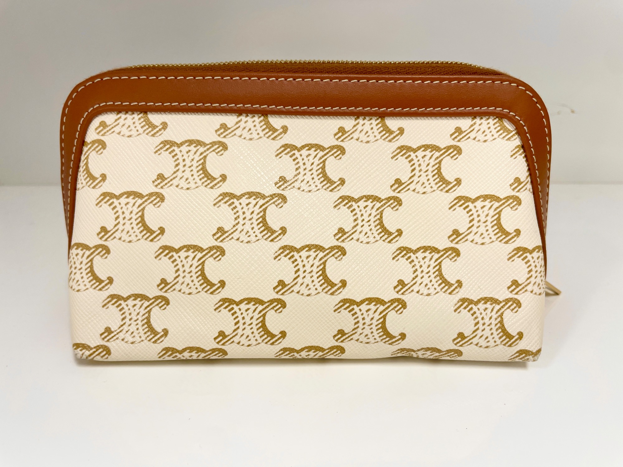 Celine/セリーヌ】スモールコスメティックポーチ ブラウン×ホワイト