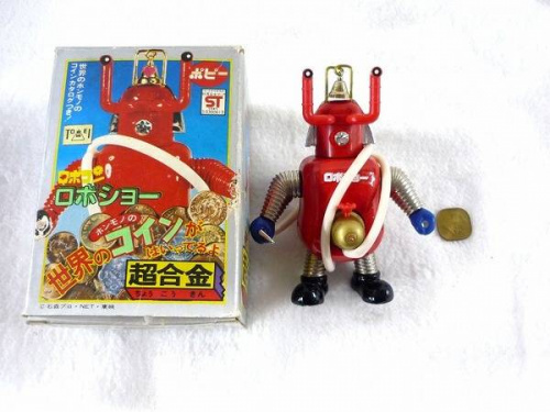 昭和レトロ少年のフィギュア 棒を持ったデザイン