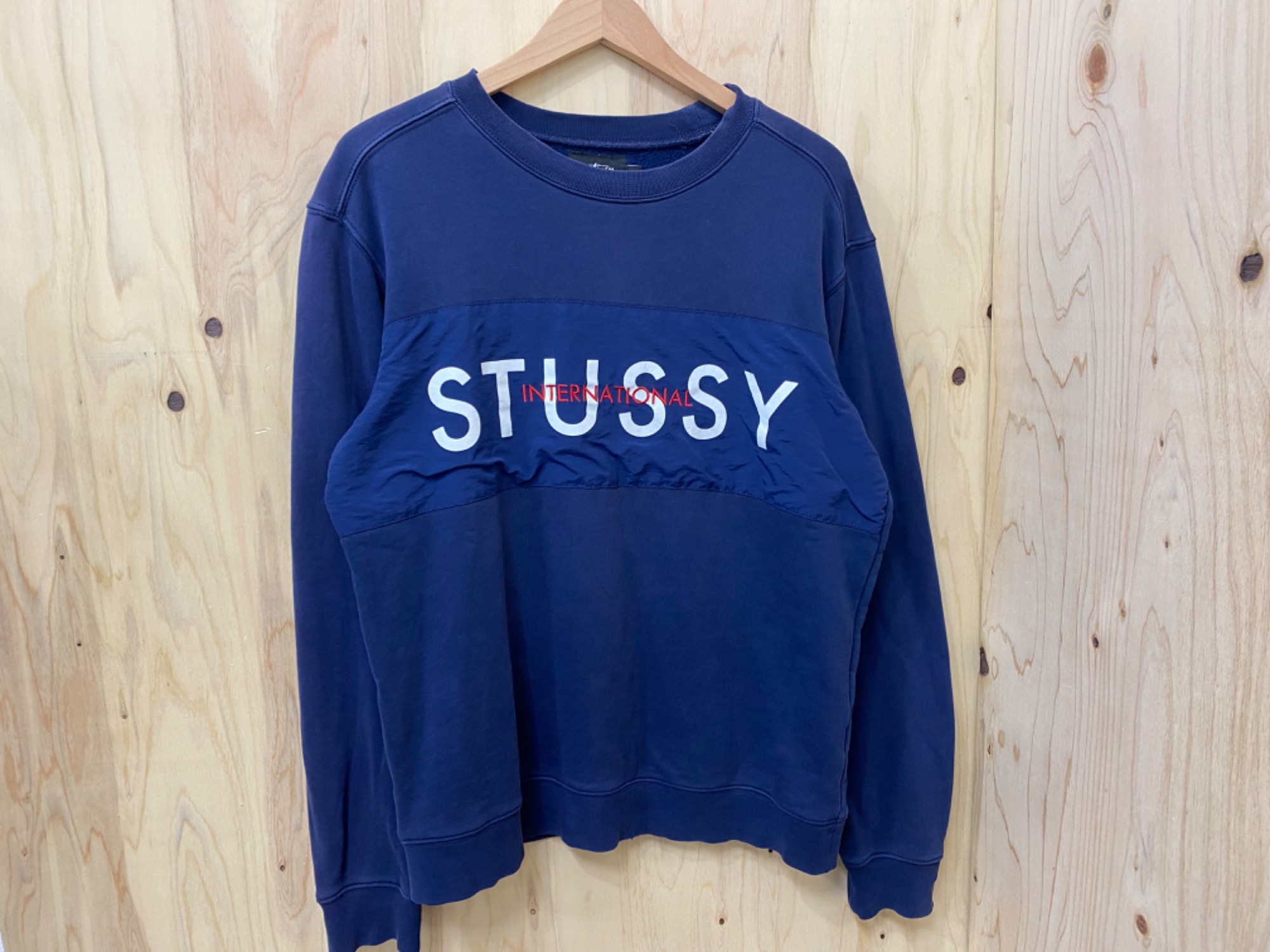 STUSSY ナイロン切り替え リバーシブル スタジャン スウェット M