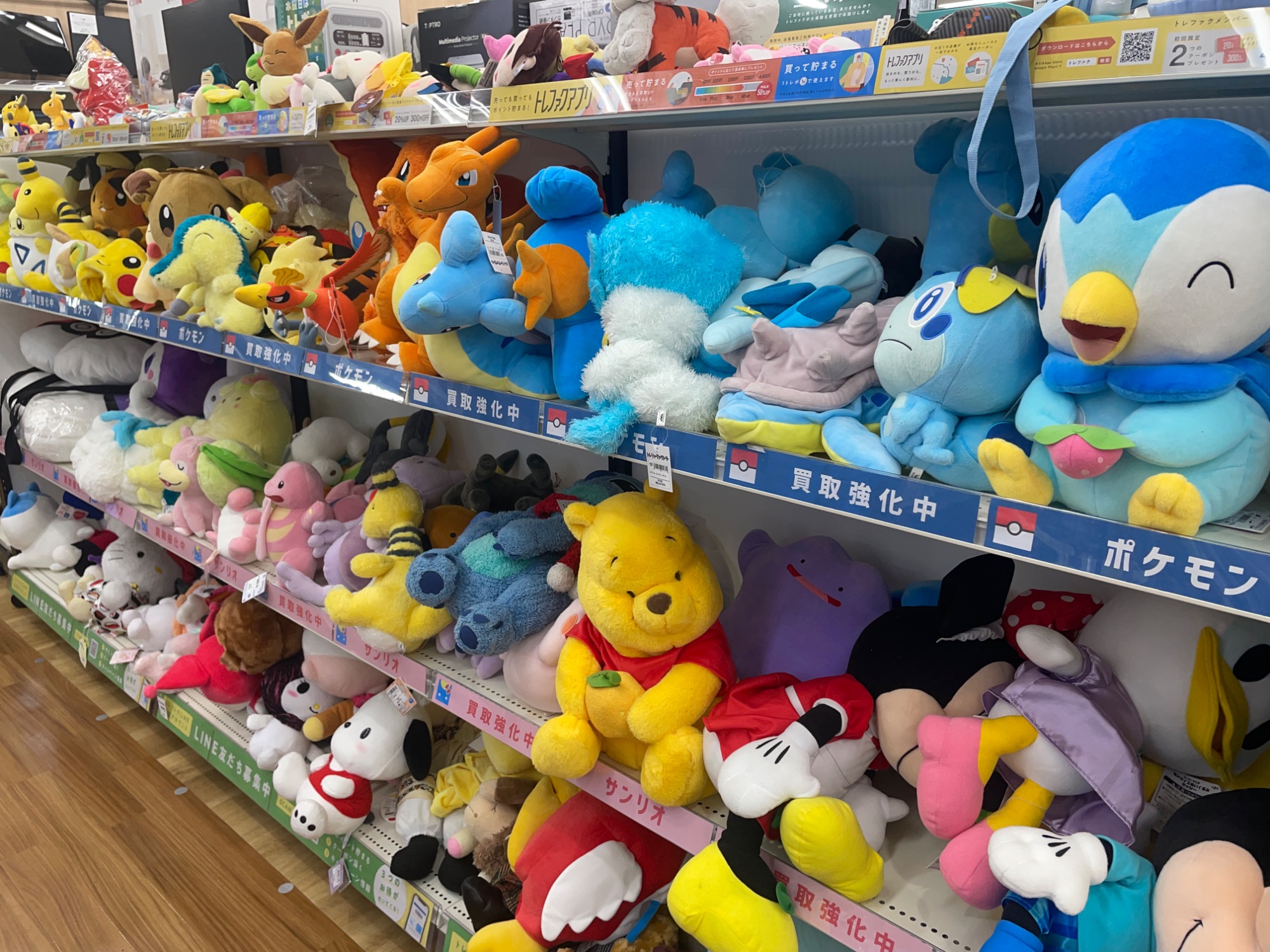 ヌイグルミコーナー作成致しました！特にポケモン、サンリオ