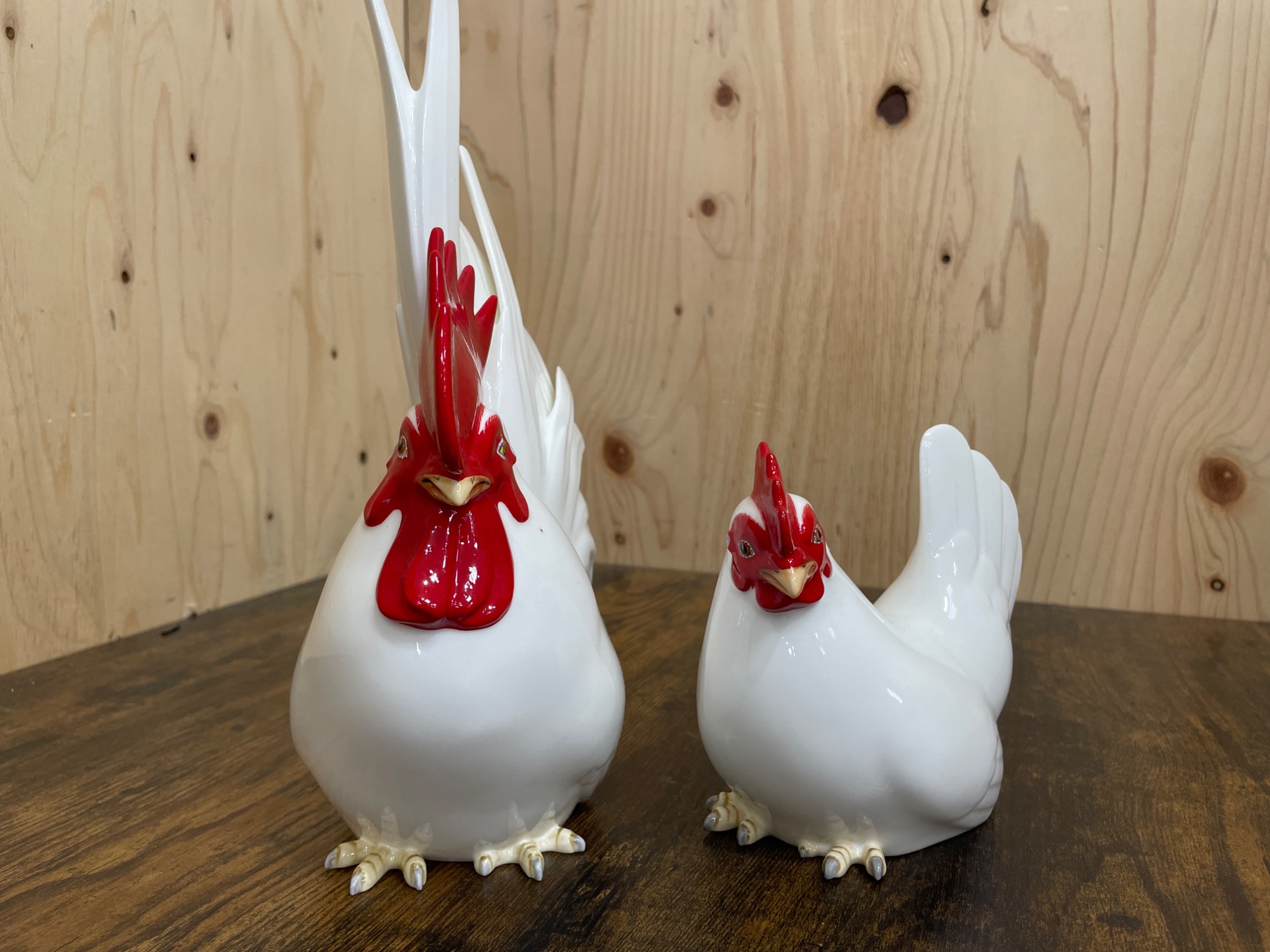 ノリタケ大型フィギュリン夫婦鶏【美品・箱入・栞付】雄鶏29cm・雌鶏12.7cm ノリタケ大型フィギュリン夫婦鶏【美品・箱入・栞付】雄鶏29cm